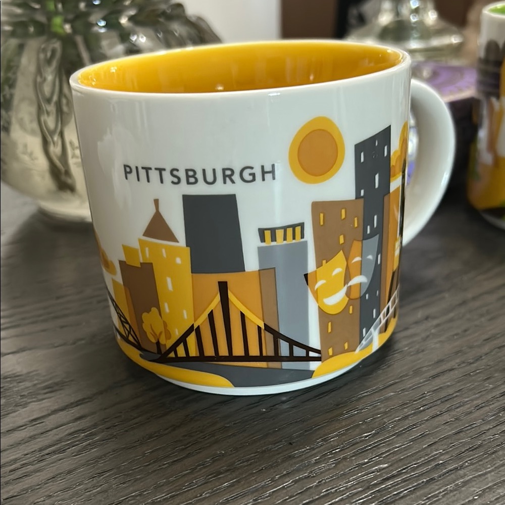 Starbucks Yellow and Gray City Skyline Mug